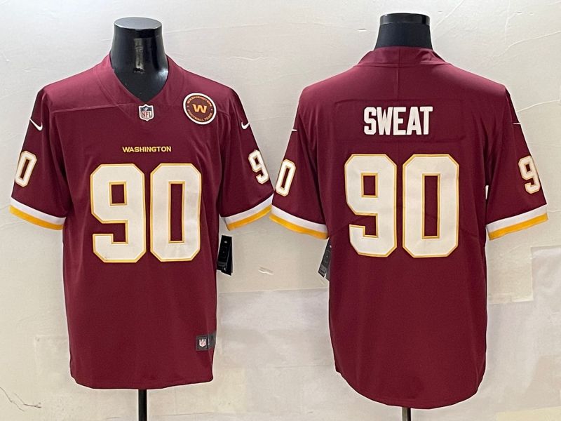 Men Washington Commanders #90 Sweat Red Second generation 2025 Nike Limited NFL Jersey style 4->washington commanders->NFL Jersey